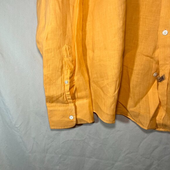 Men's XXL Vineyard Vines Shep & Ian Solid Linen Long Sleeve Shirt Orange - Picture 4 of 6